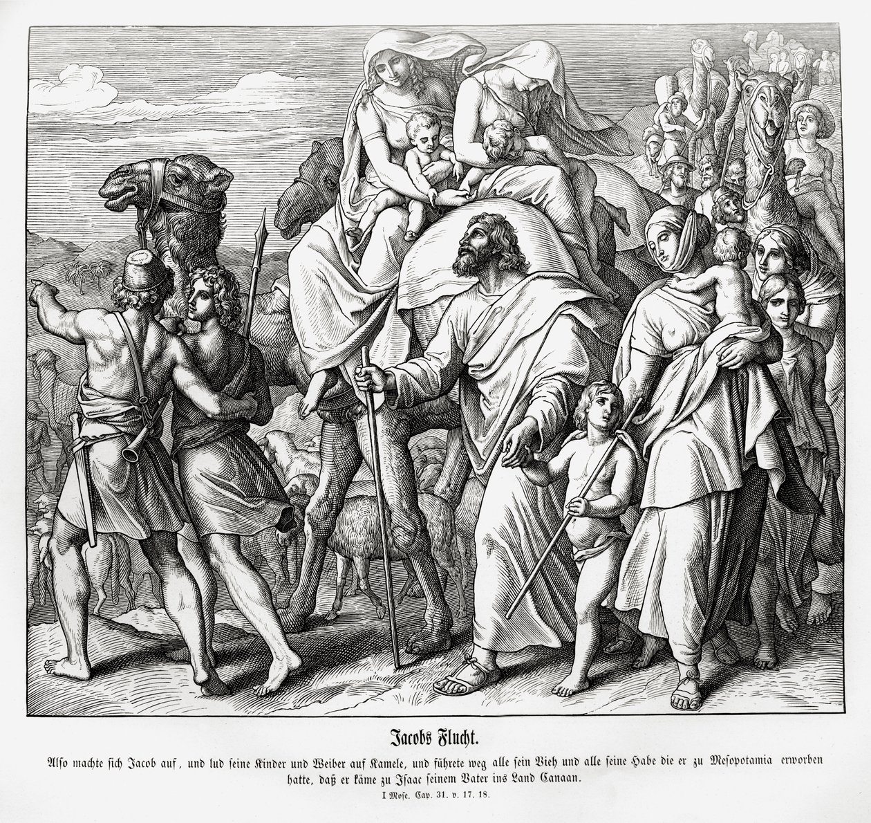 La fuite de Jacob vers Canaan, Genèse - Julius Schnorr von Carolsfeld