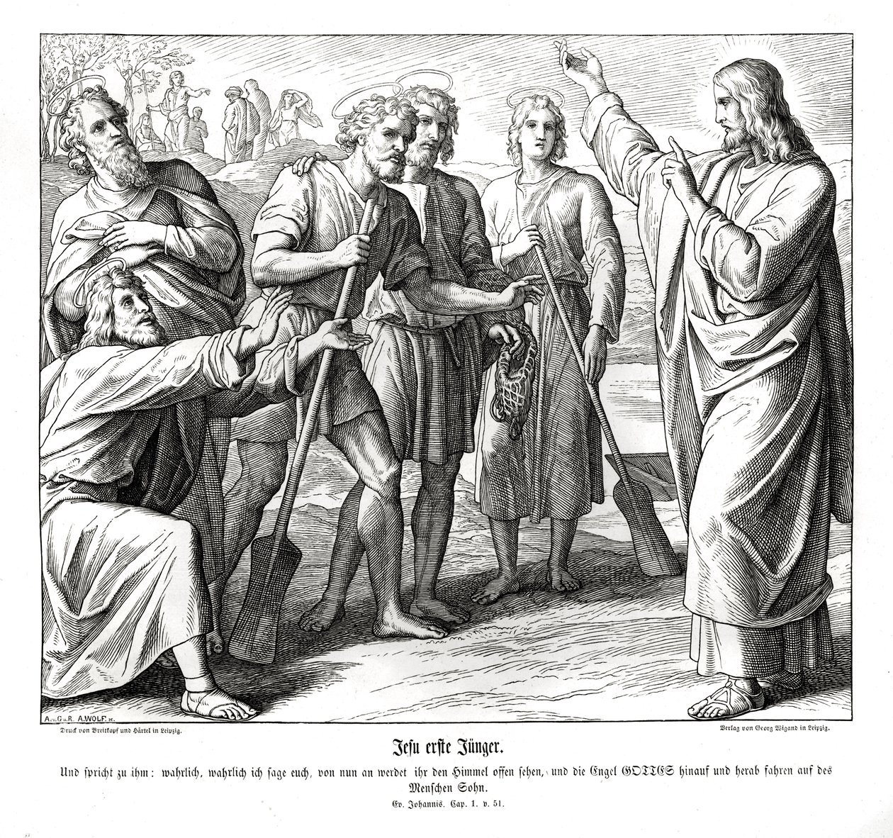 Jésus et Nathanaël, Évangile de Jean - Julius Schnorr von Carolsfeld