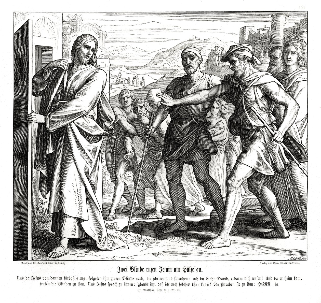 Jésus et les aveugles, Évangile de Matthieu - Julius Schnorr von Carolsfeld
