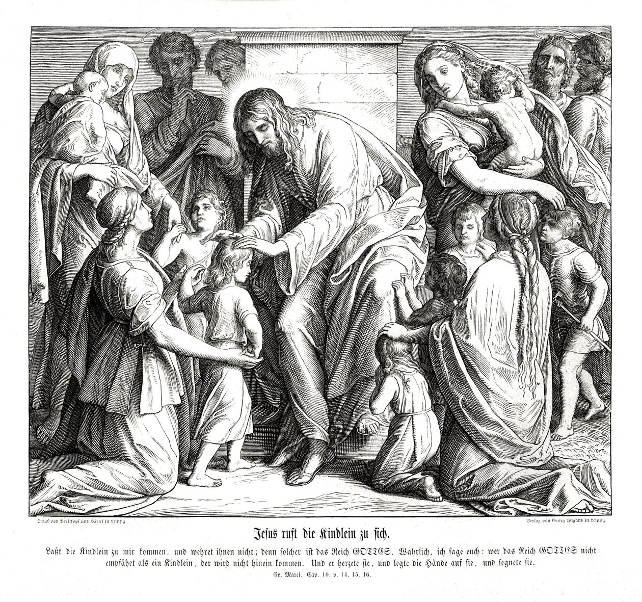 Jésus appelle les enfants à lui, Évangile de Marc - Julius Schnorr von Carolsfeld