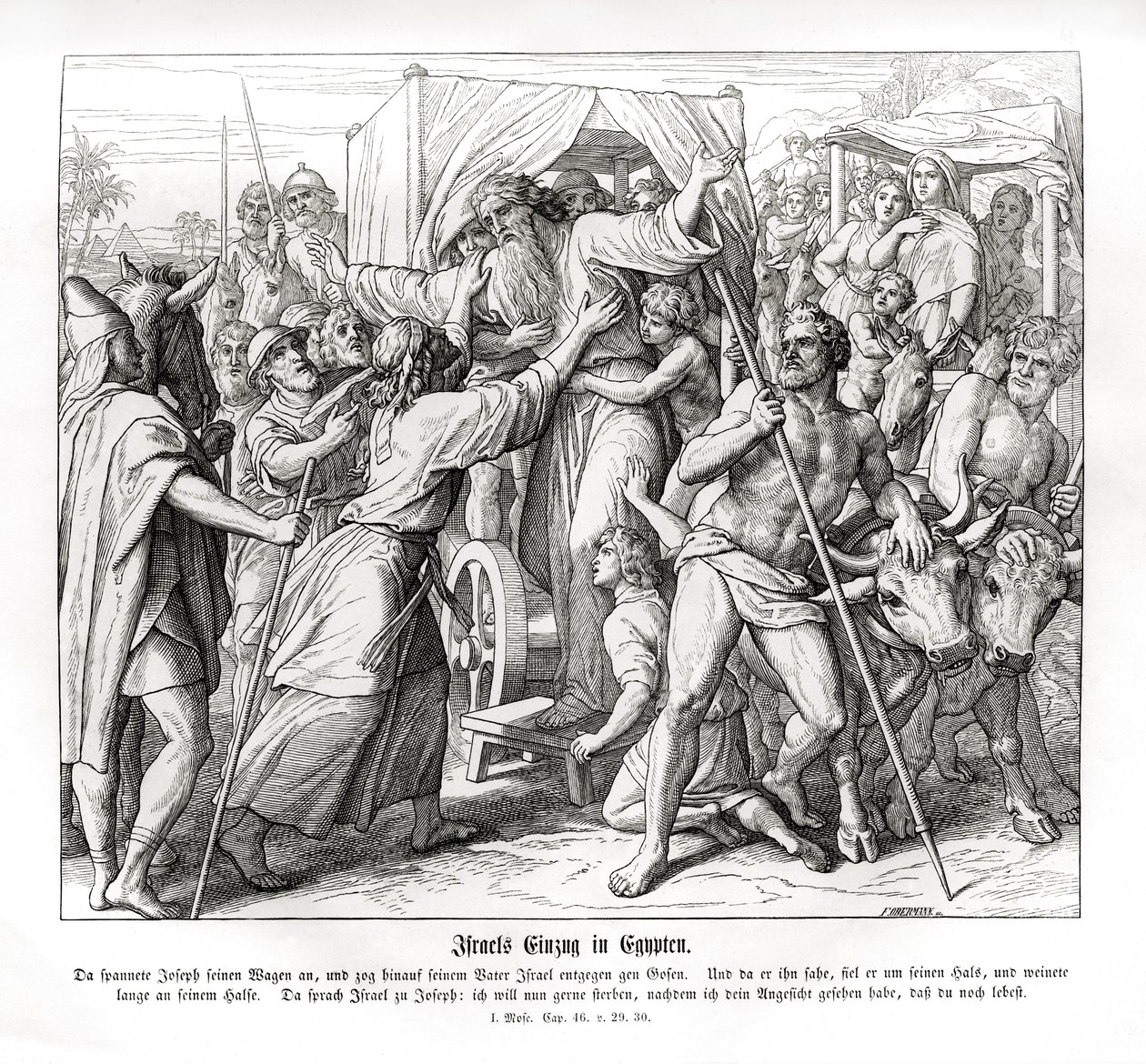Le père de Joseph arrive en Égypte, Genèse - Julius Schnorr von Carolsfeld