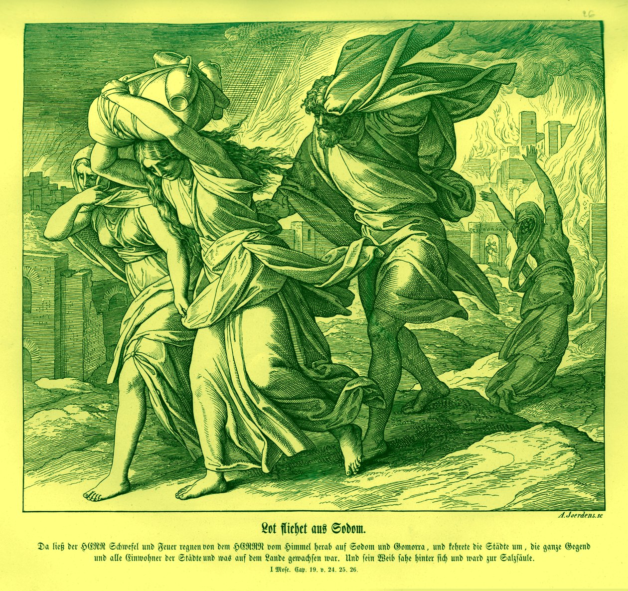 Lot et sa famille fuient Sodome - Julius Schnorr von Carolsfeld
