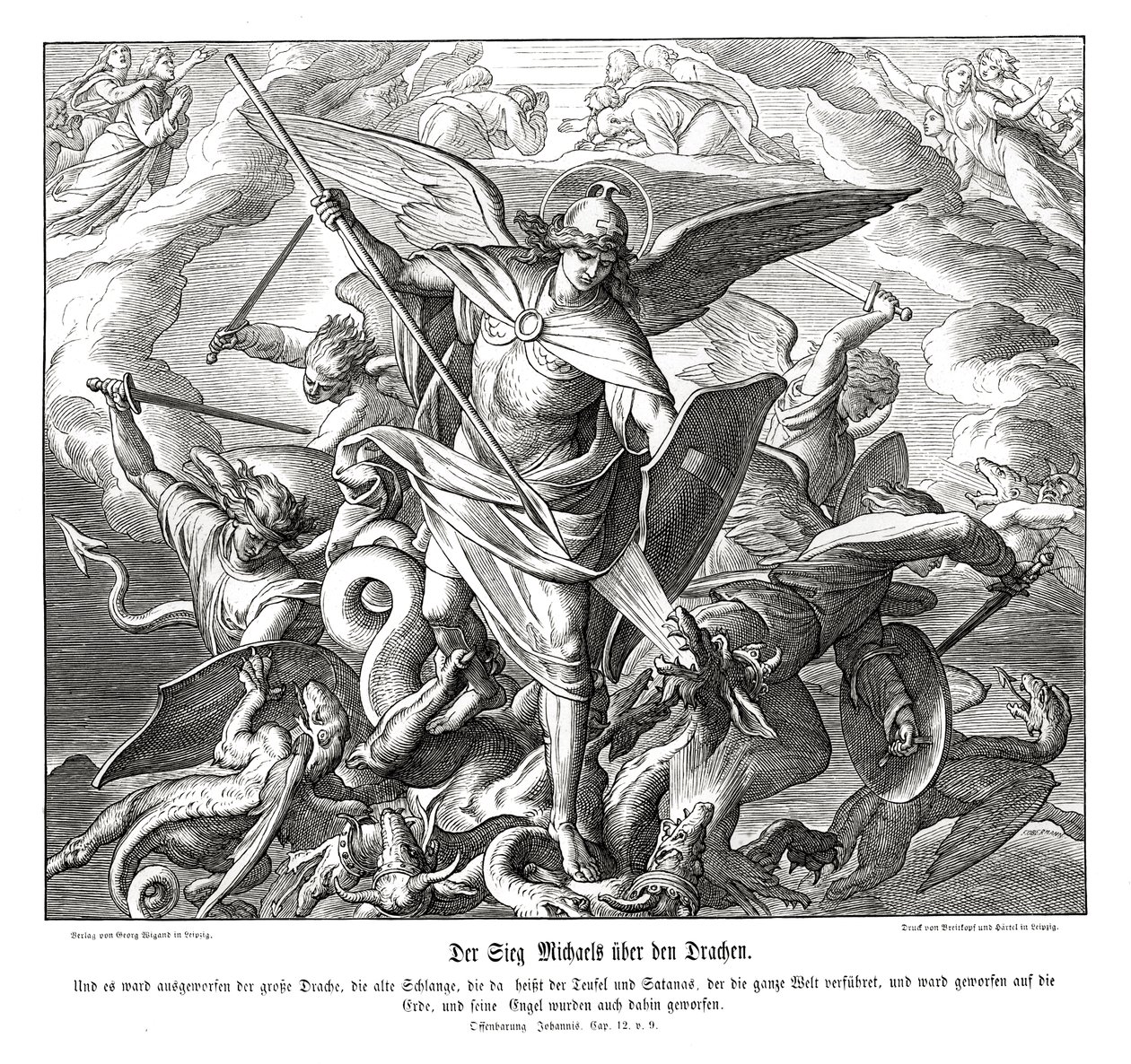 Victoire de Michel sur le dragon, Apocalypse - Julius Schnorr von Carolsfeld