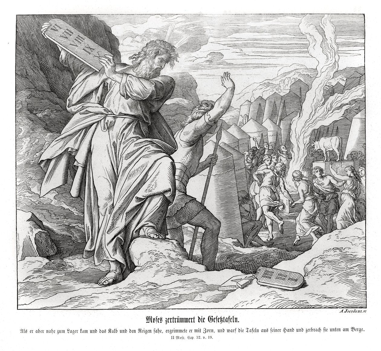 Moïse brise les tables de la loi, Exode - Julius Schnorr von Carolsfeld