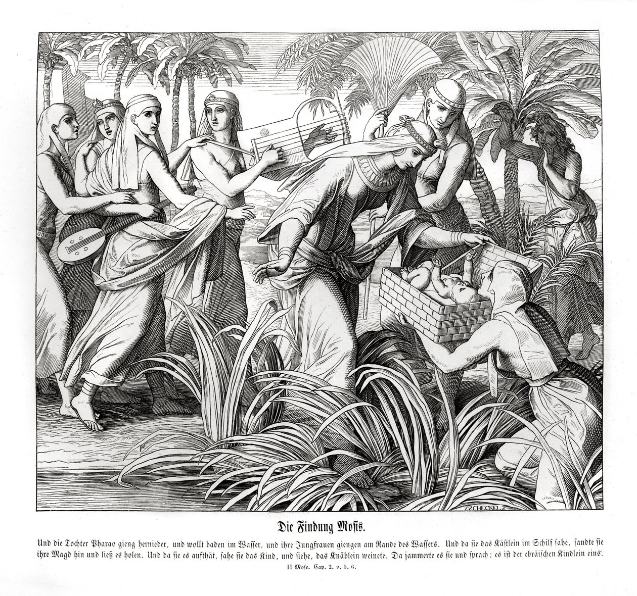 Moïse est découvert dans les roseaux, Exode - Julius Schnorr von Carolsfeld