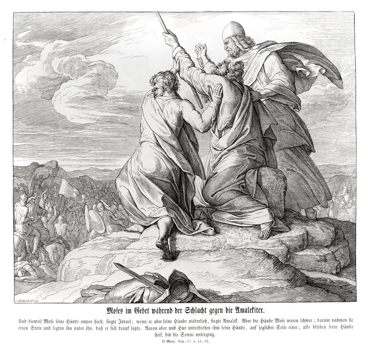 Moïse prie pendant la bataille contre Amalek, Exode - Julius Schnorr von Carolsfeld