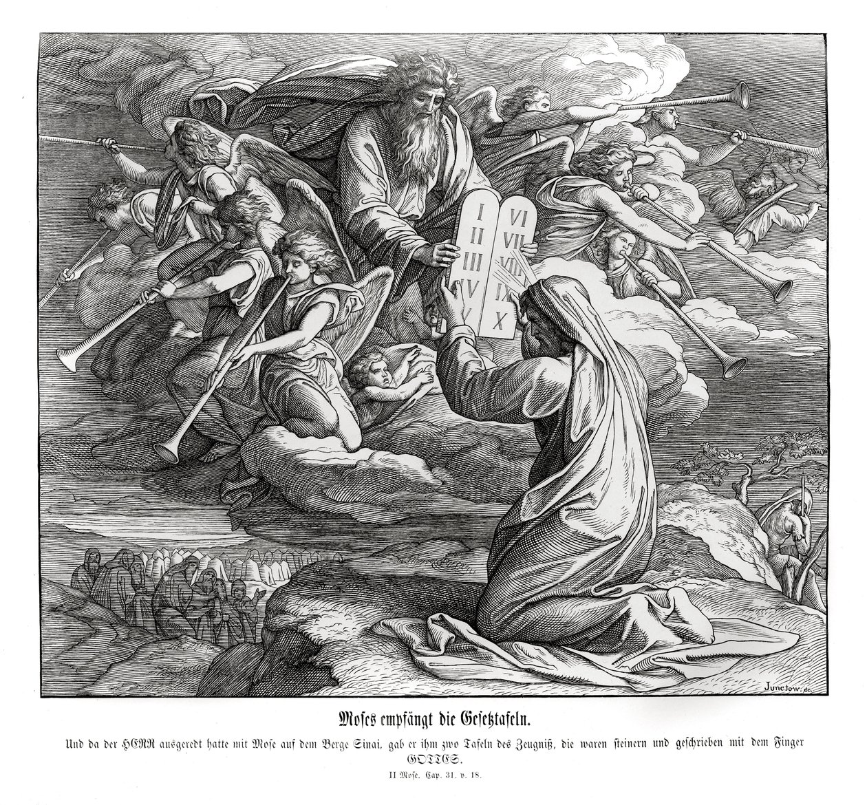 Moïse reçoit les commandements, Exode - Julius Schnorr von Carolsfeld