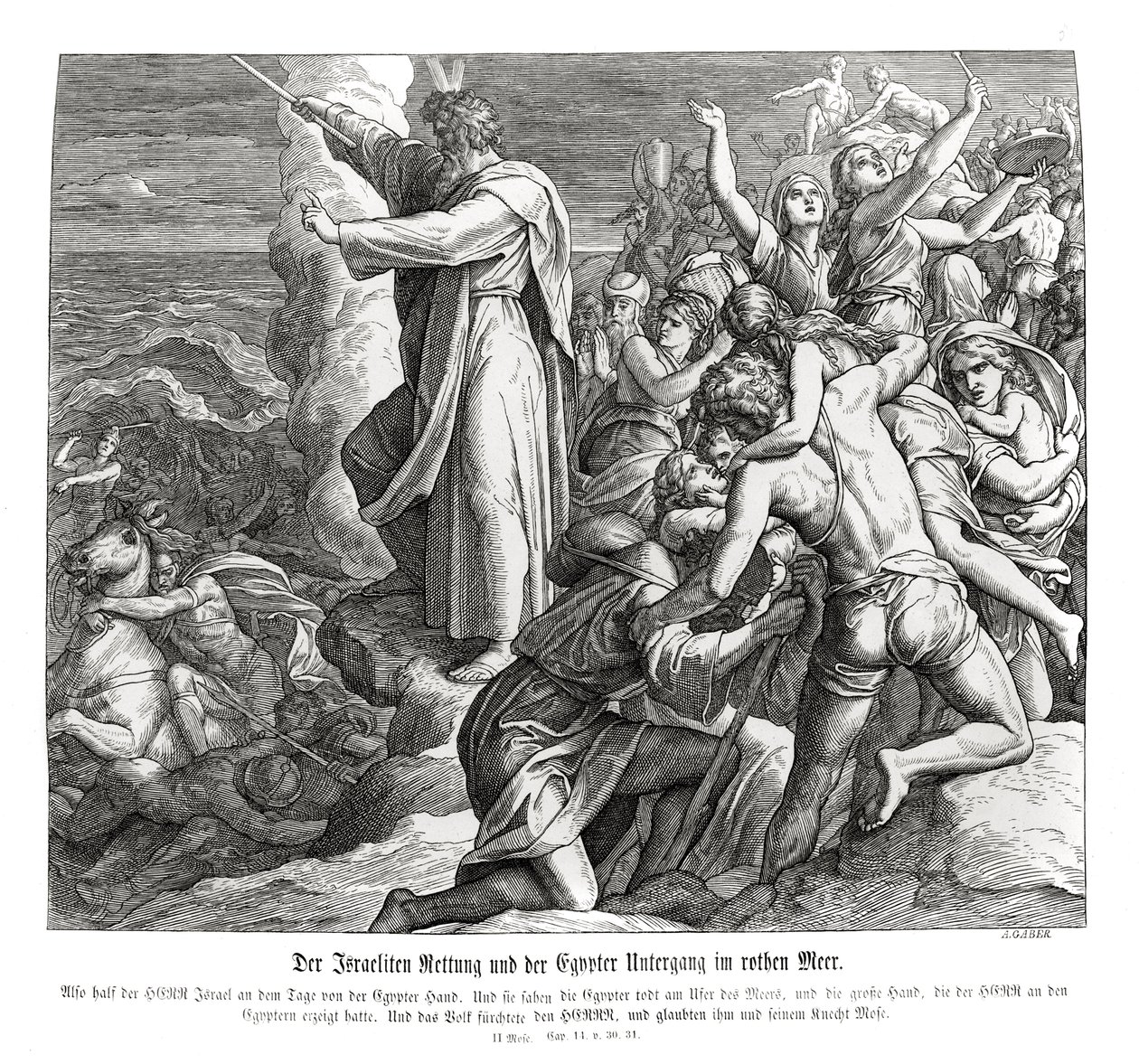 Séparation de la mer Rouge, Exode - Julius Schnorr von Carolsfeld