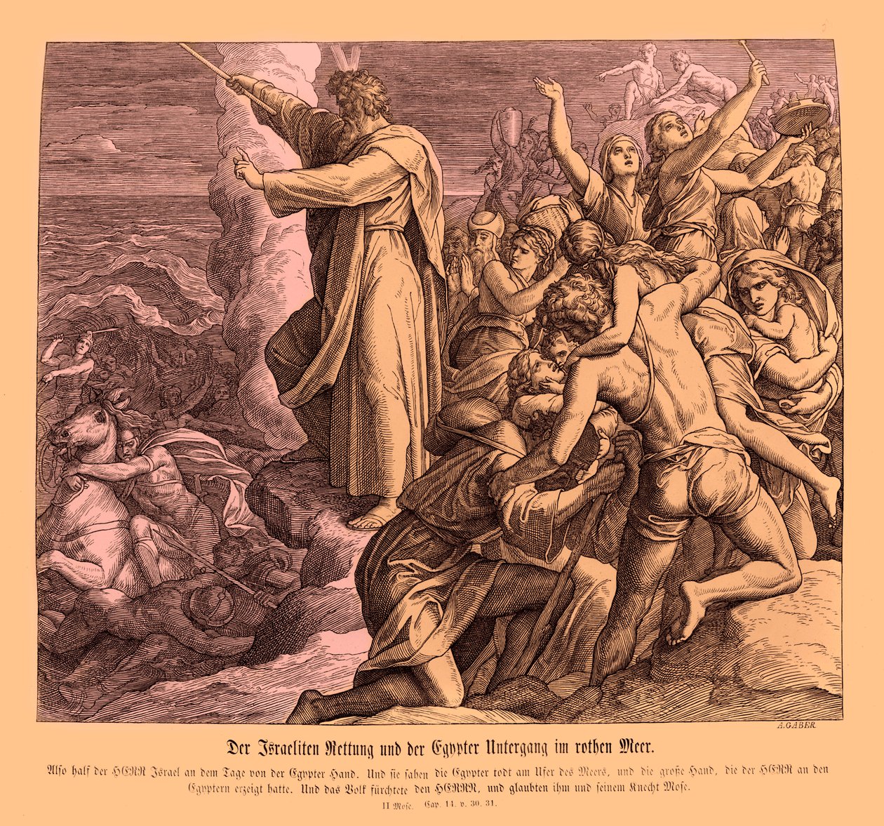 Séparation de la mer Rouge, Exode - Julius Schnorr von Carolsfeld