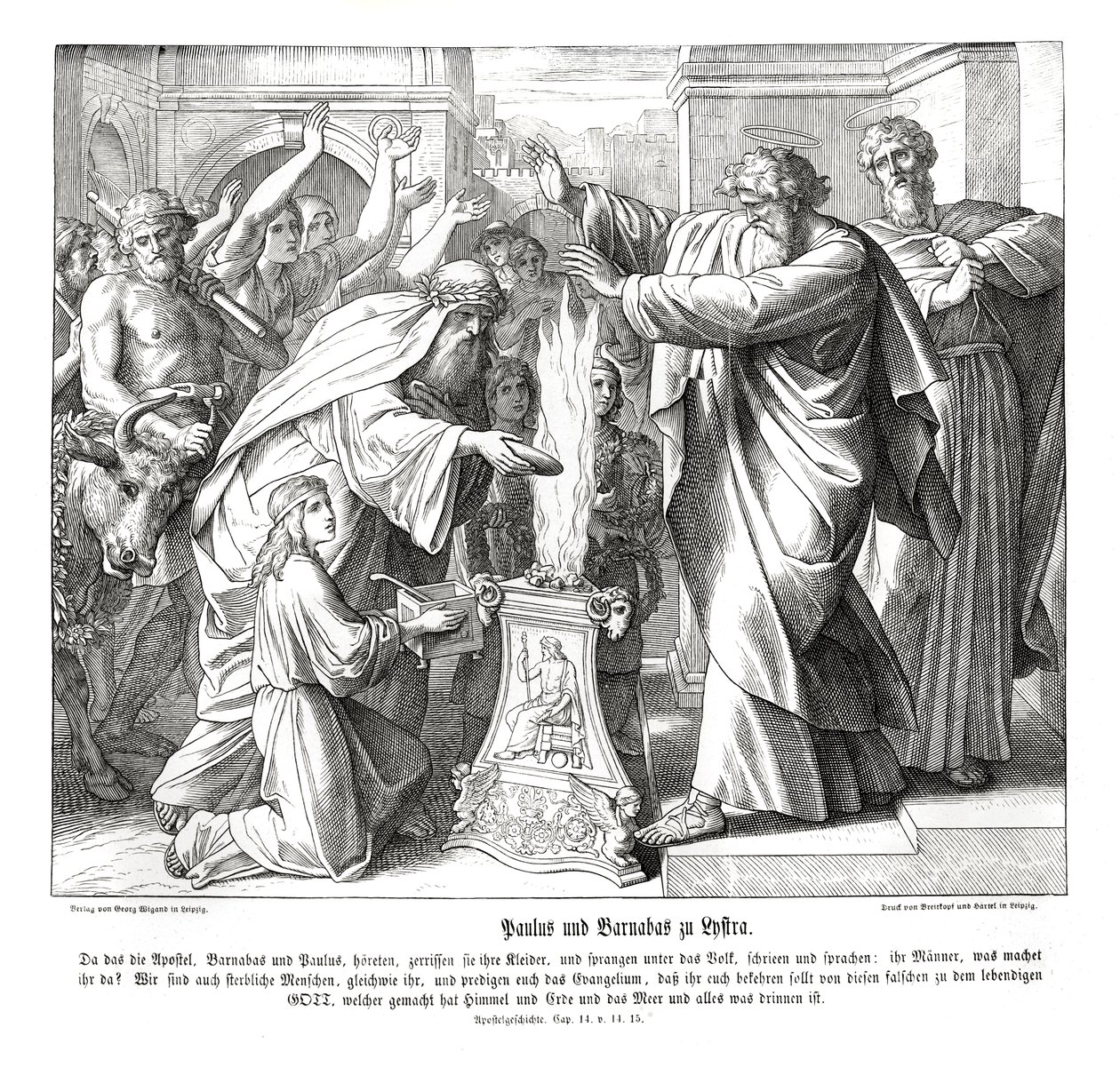 Paul et Barnabé à Lystre, Actes des Apôtres - Julius Schnorr von Carolsfeld