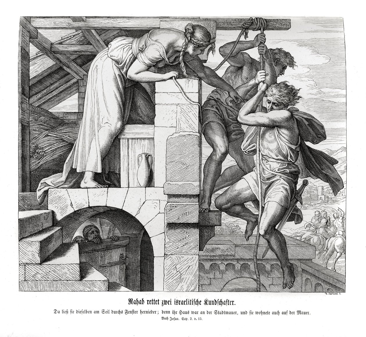Rahab sauve deux hommes israélites, Josué - Julius Schnorr von Carolsfeld