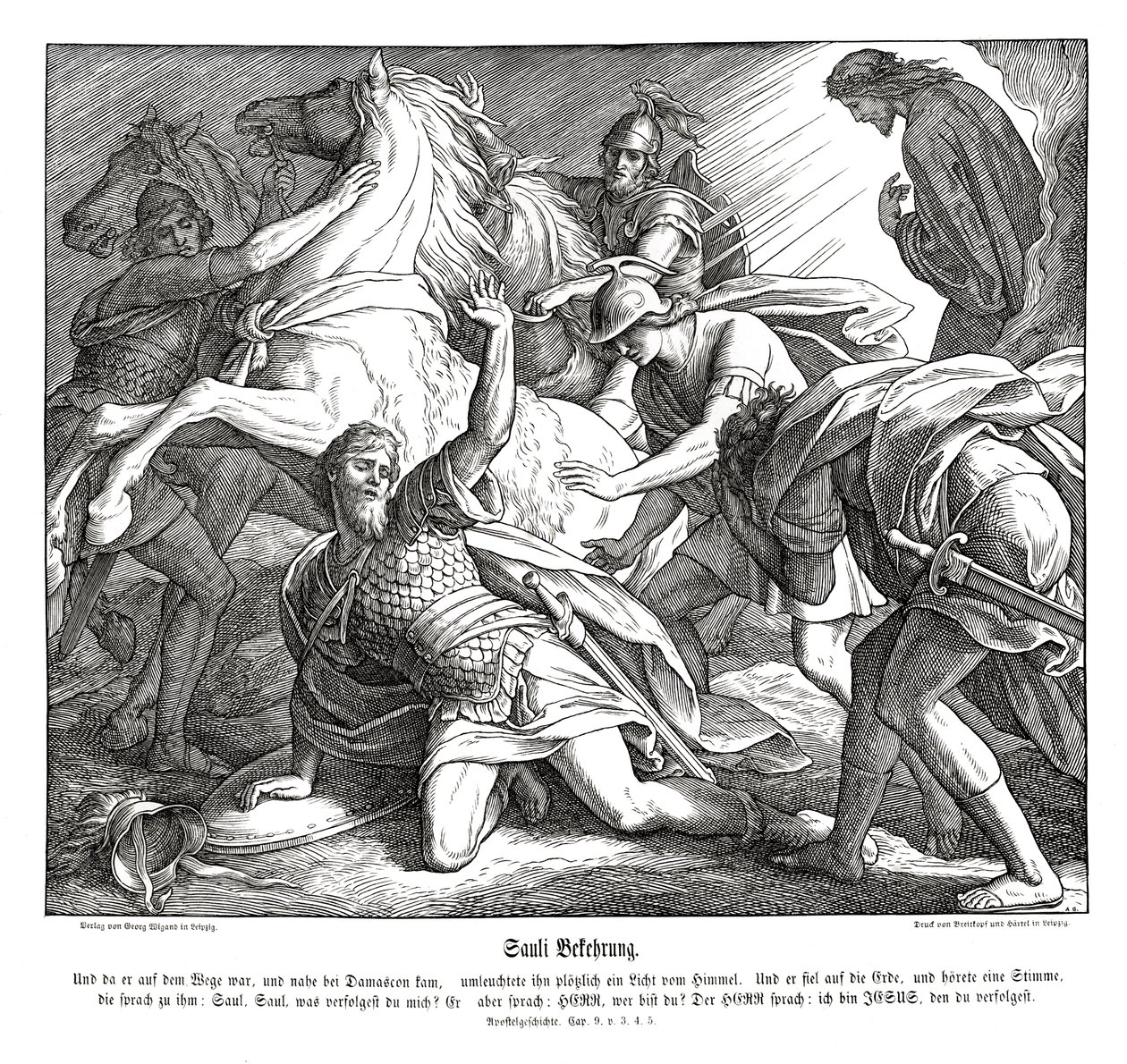 Saul sur le chemin de Damas, Actes des Apôtres - Julius Schnorr von Carolsfeld