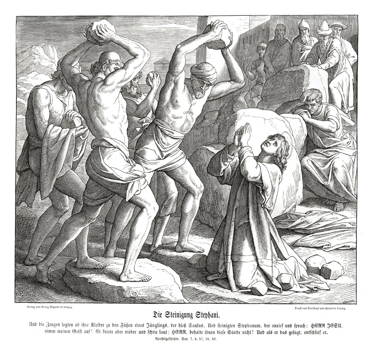 Lapidation de Stephen, Actes des Apôtres - Julius Schnorr von Carolsfeld