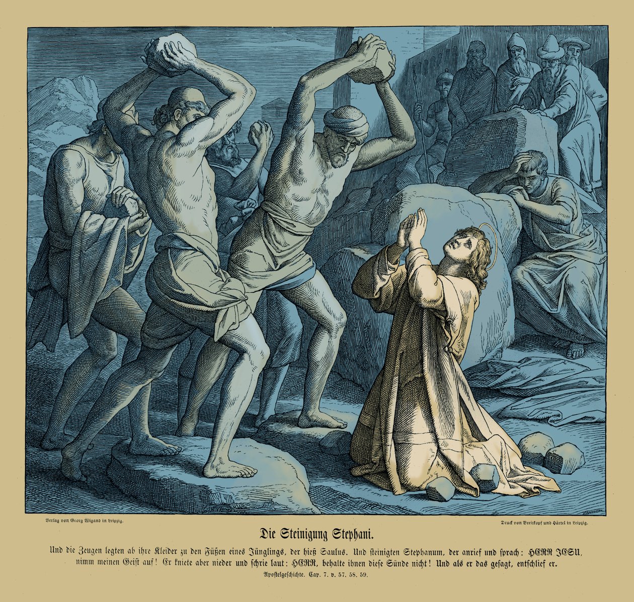 Lapidation de Stephen, Actes des Apôtres - Julius Schnorr von Carolsfeld
