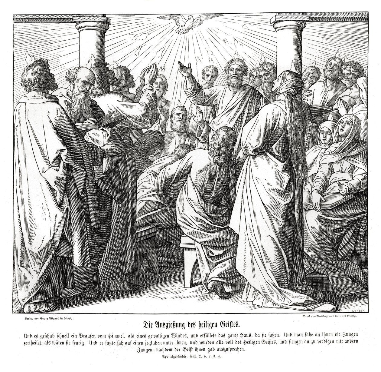 Les apôtres sont remplis du Saint-Esprit, Actes - Julius Schnorr von Carolsfeld