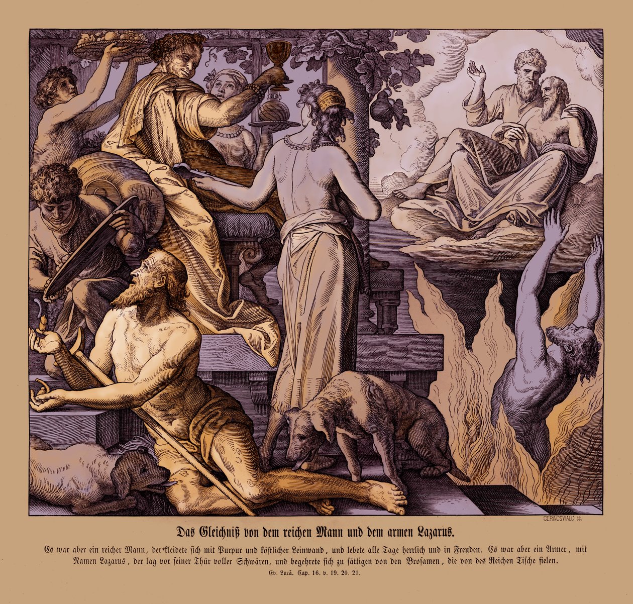 Le riche et le mendiant Lazare, Évangile de Luc - Julius Schnorr von Carolsfeld