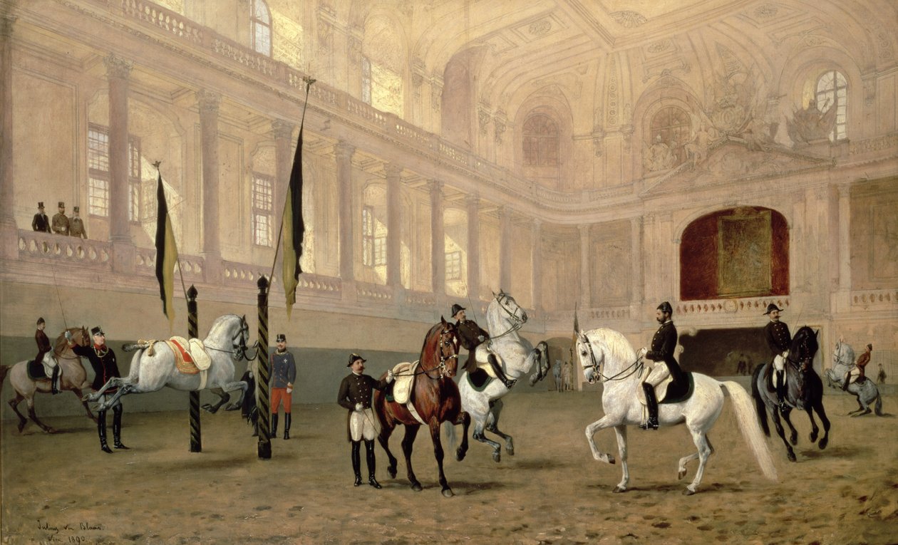 Exercice matinal à la Hofreitschule, Josephsplatz, 1890 - Julius von Blaas  