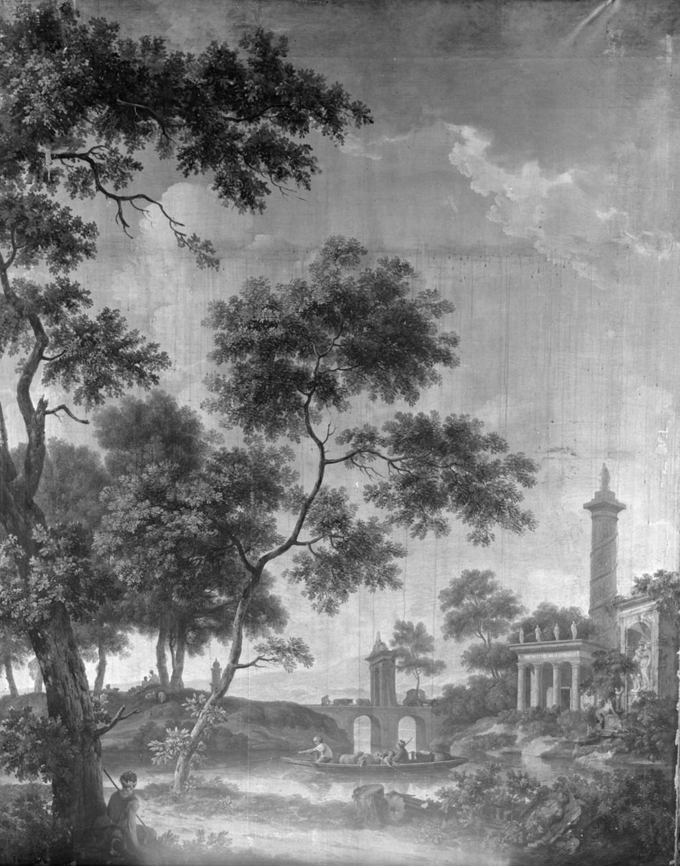Papier peint représentant un paysage arcadien, provenant de la salle du 40 Herengracht - Jurriaan Andriessen