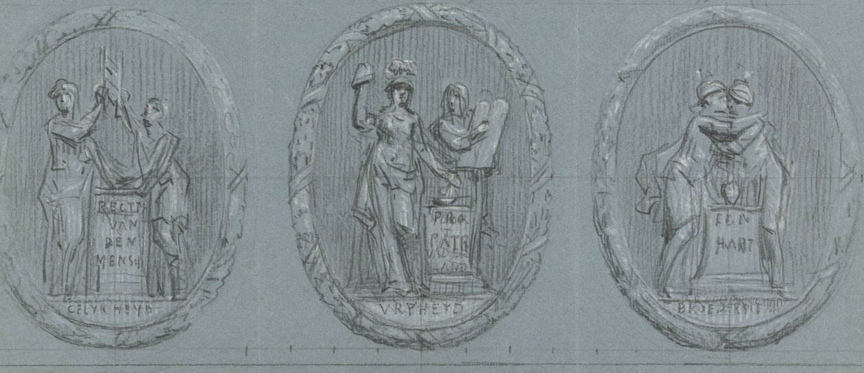Dessins pour trois médaillons : Liberté, Égalité et Fraternité - Jurriaan Andriessen