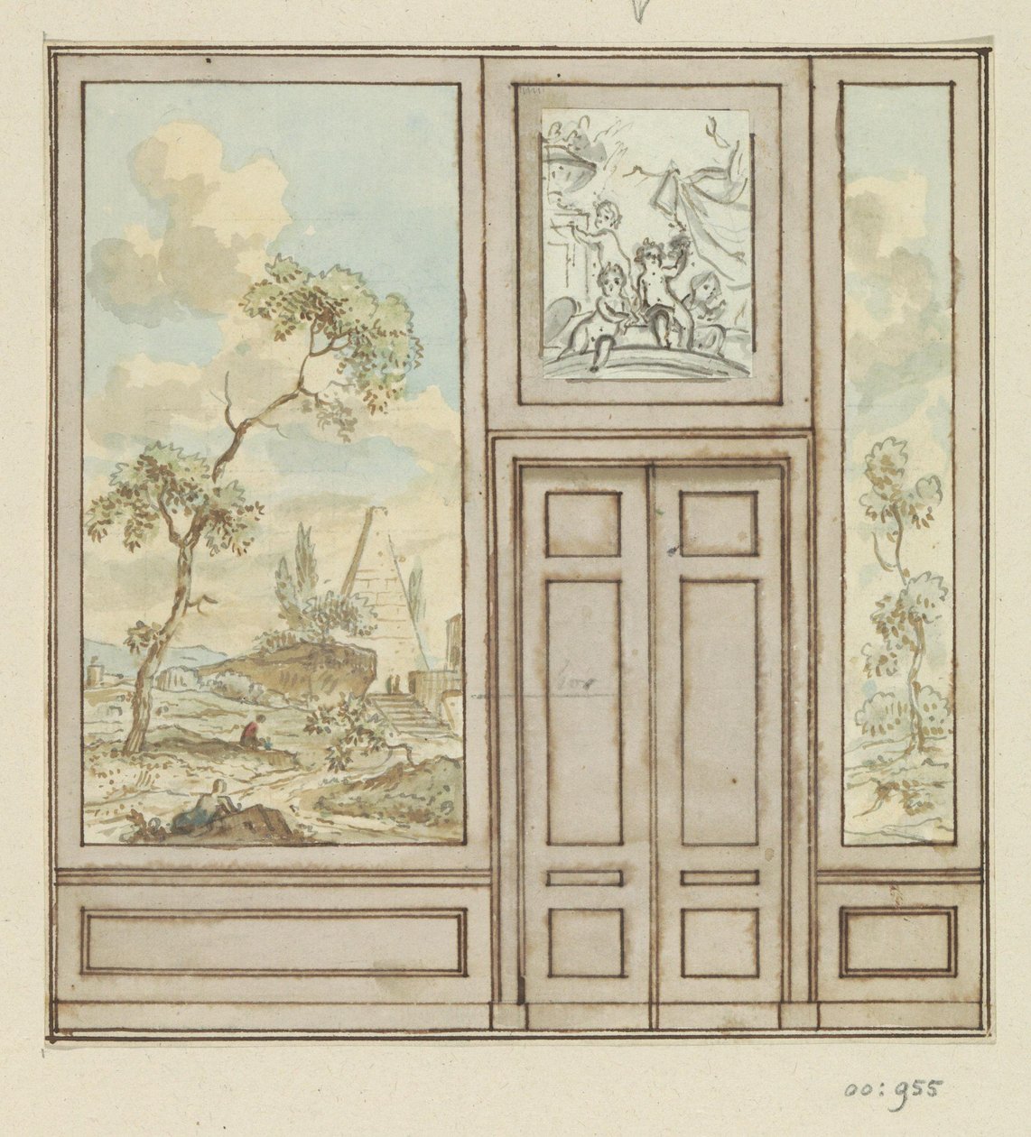 Dessin de projet pour un mur de pièce avec porte - Jurriaan Andriessen