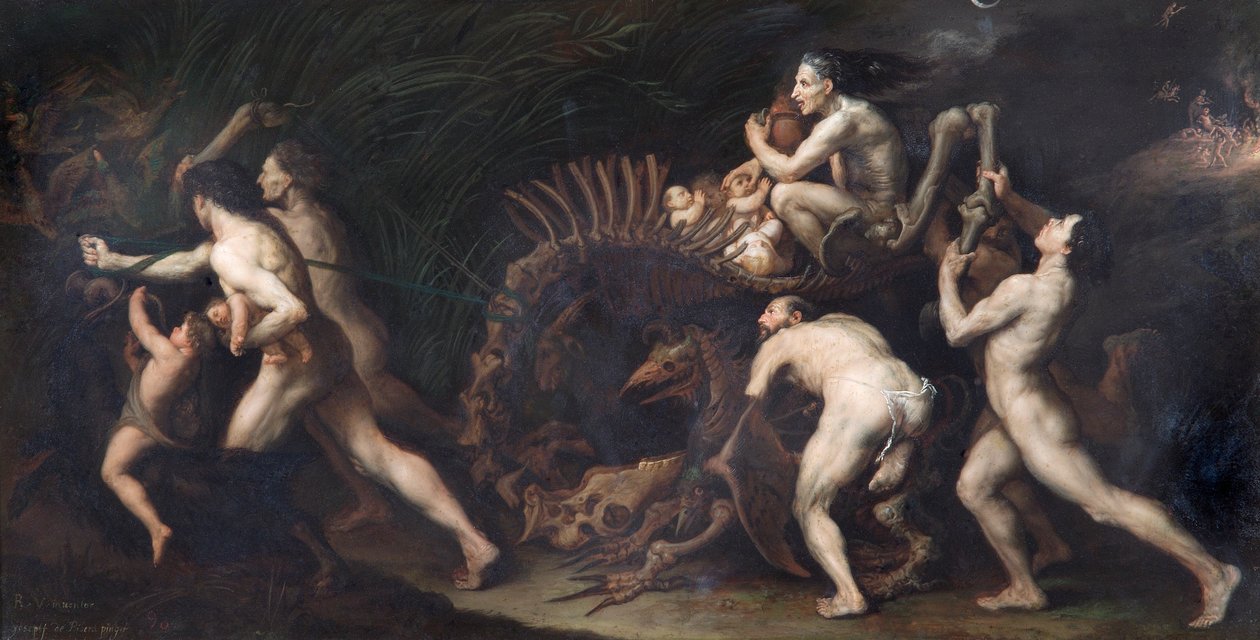 La Carcasse: une sorcière dessinée sur le squelette d