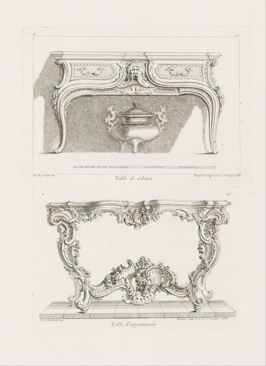 Table de cabinet, 6e planche, pl. 47 dans Oeuvre - Juste Aurèle Meissonnier