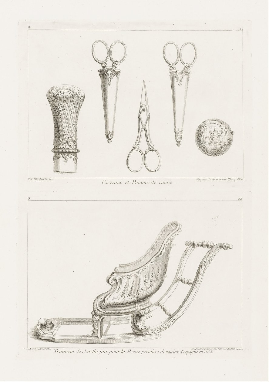 Design de ciseaux et pommeau de canne - Juste Aurèle Meissonnier
