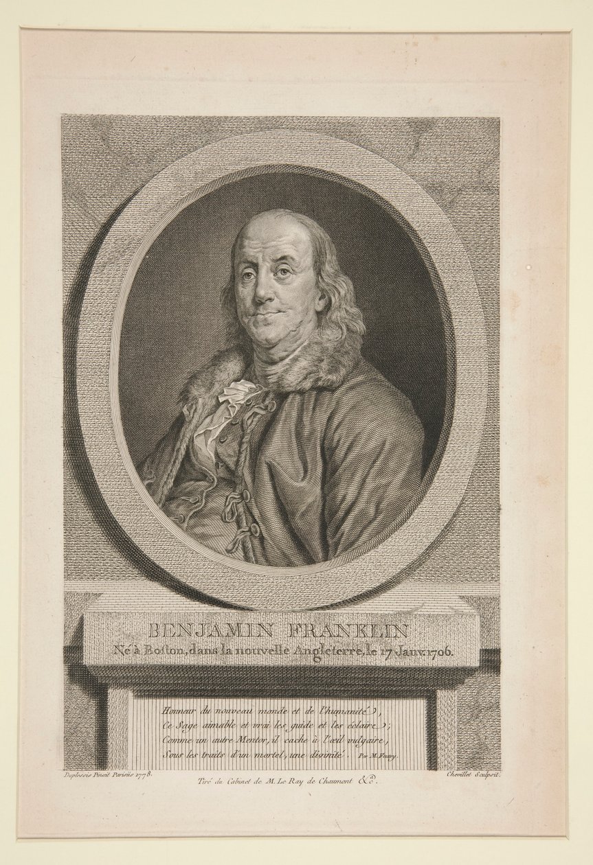 Benjamin Franklin, né à Boston, en Nouvelle-Angleterre, le 17 janvier 1706 - Justus Chevillet