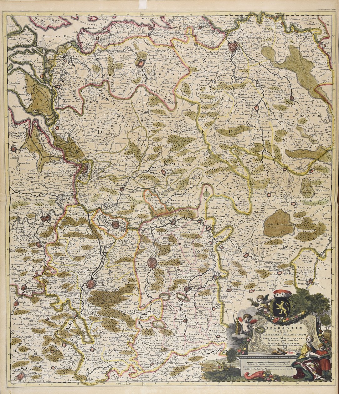Ducatus Brabantiae tabula : continens Sacri imperii Marchionatum et Dominium Mechliniense / de novo accurate emendata per Iustinum Danckerum. - Justus Danckerts