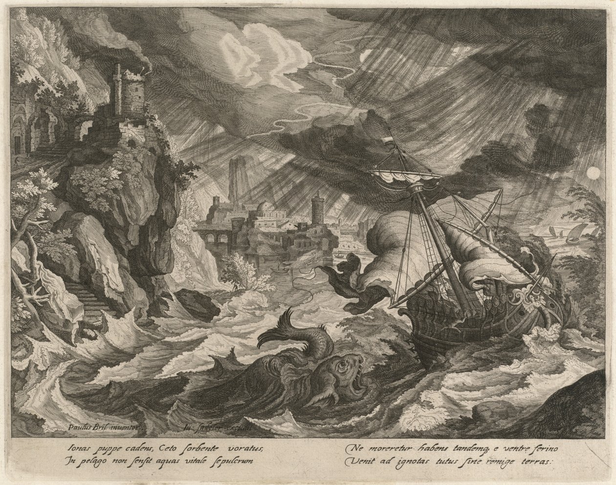 Jonas jeté dans la mer agitée - Justus Sadeler after Paul Bril