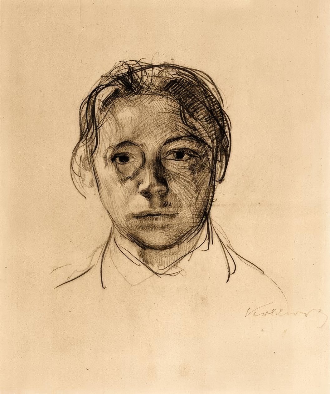 Jeune autoportrait avec cheveux lâches - Käthe Kollwitz