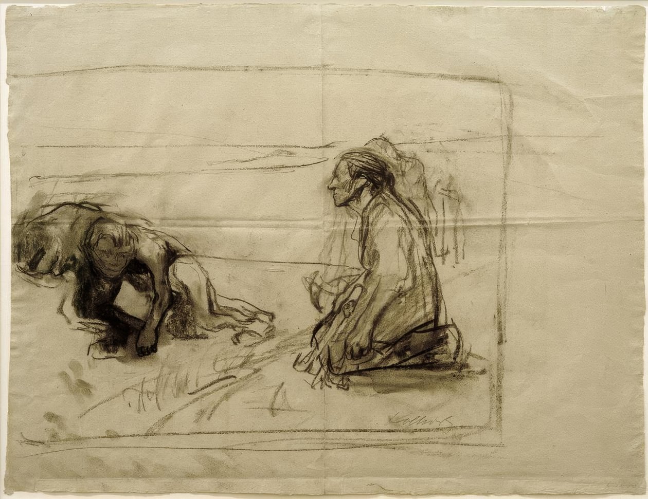 K.Kollwitz, Étude pour Laboureur (Laboureur avec femme agenouillée) - Käthe Kollwitz