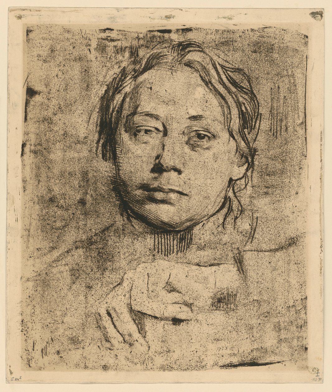 Autoportrait à la main gauche (1er état) - Käthe Kollwitz