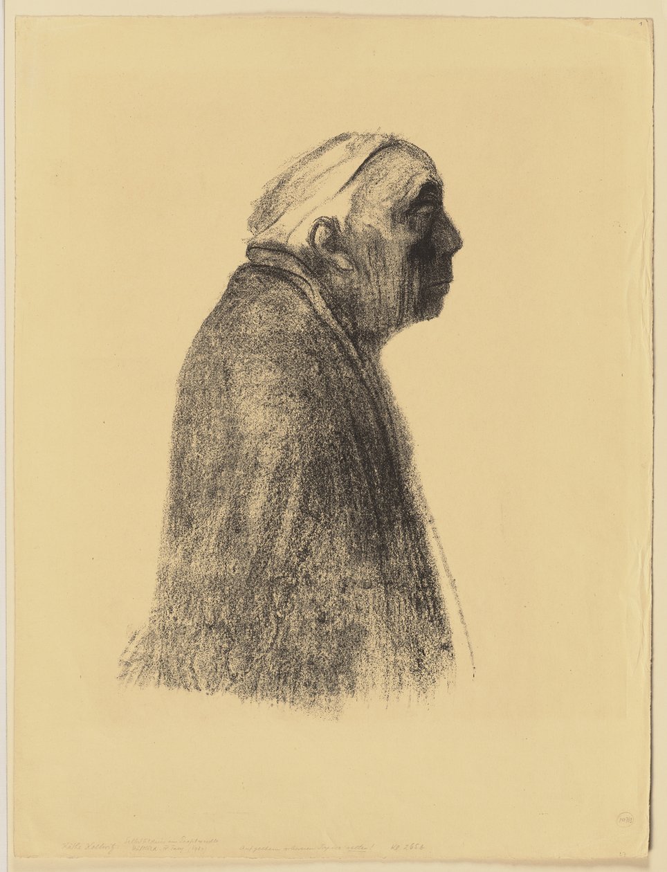 Autoportrait de profil vers la droite - Käthe Kollwitz