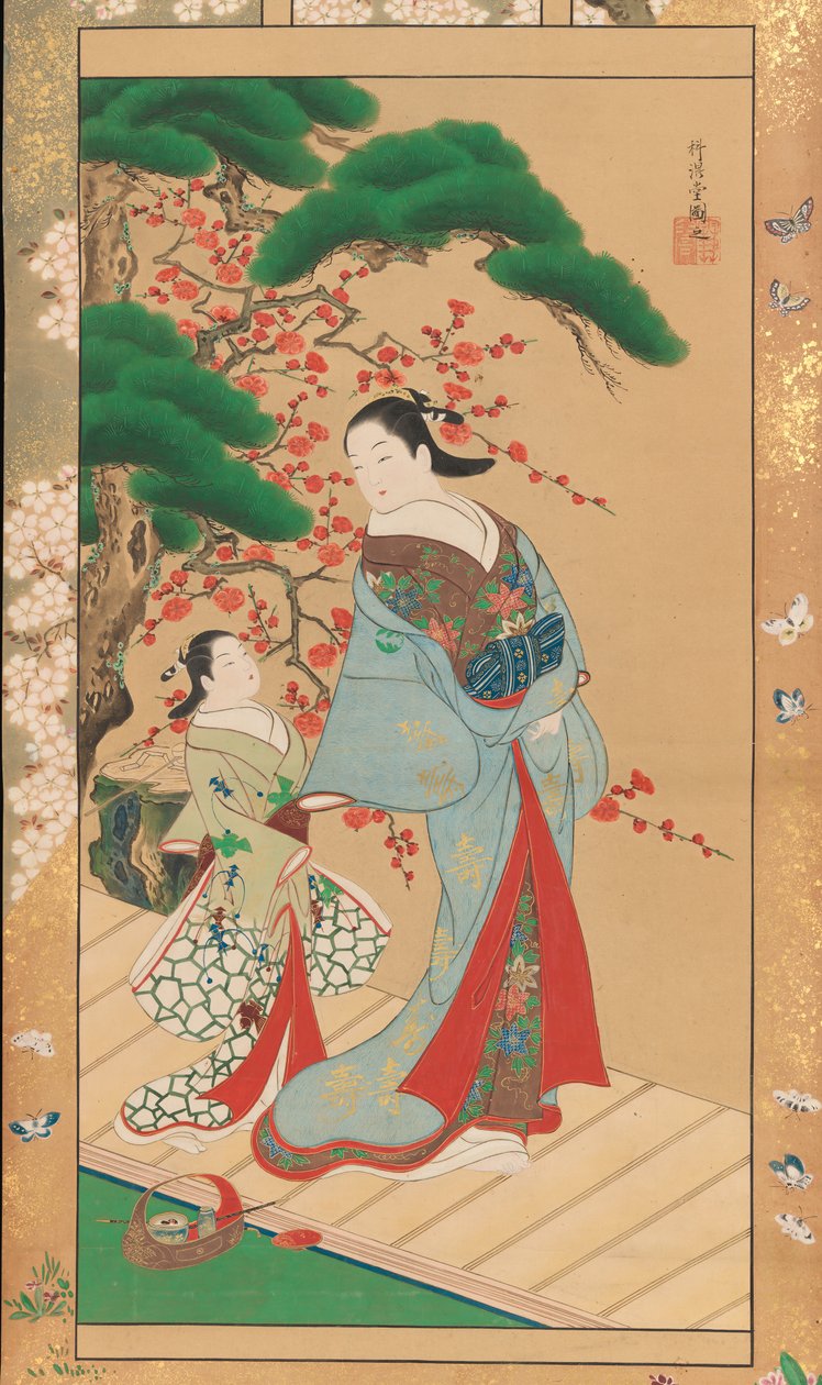 Courtisane et servante au début du printemps, début du XVIIIe siècle - Kakondo