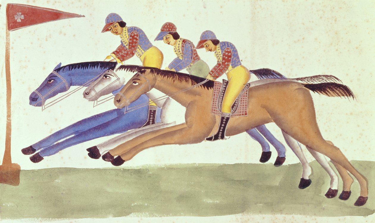 Courses de chevaux au Bengale, c.1830 - Kalighat School