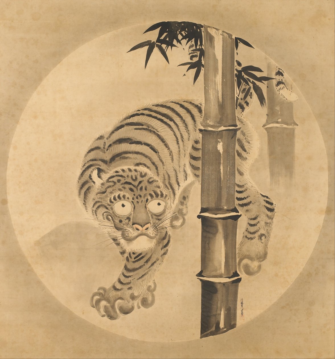 Tigre émergeant du bambou - Kano Tsunenobu