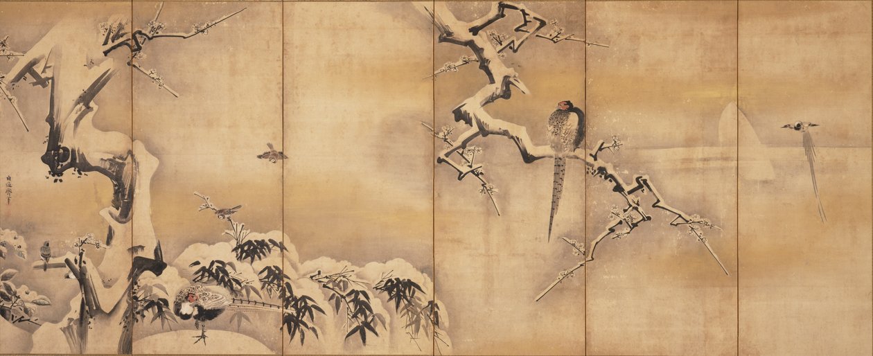 Oiseaux dans le paysage, première moitié du XVIIe siècle - Kano Naonobu