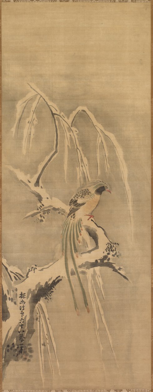 Oiseau Chinois sur une Branche Enneigée, 17ème siècle - Kanō Tan’yū