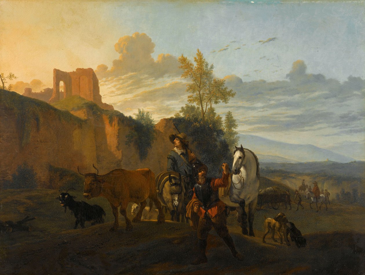 Paysage italien avec soldats - Karel (after) Dujardin