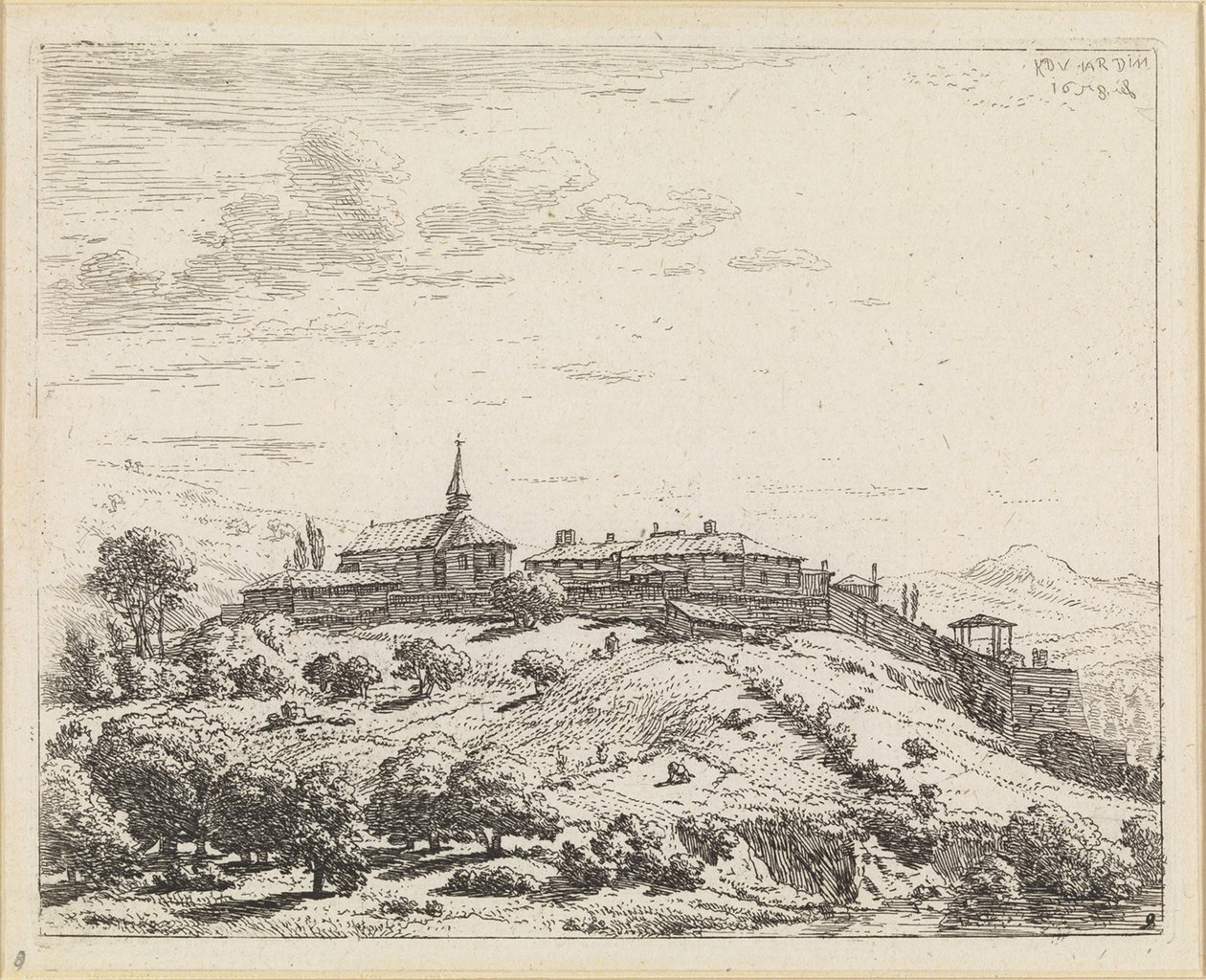 Village sur une colline - Karel Dujardin