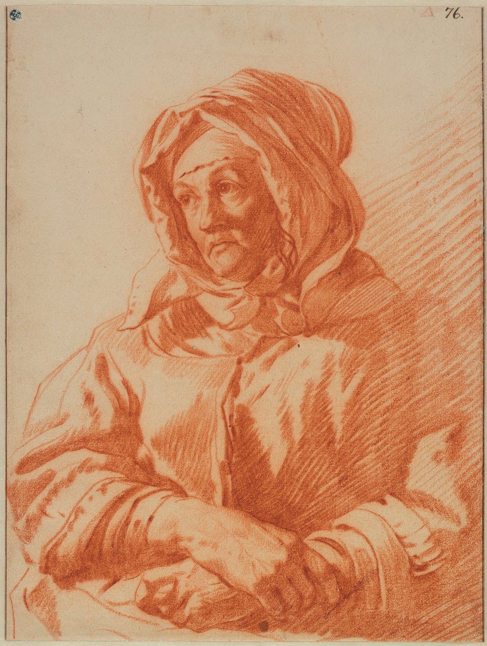 Porträt einer älteren Frau mit Kopftuch - Karel Dujardin