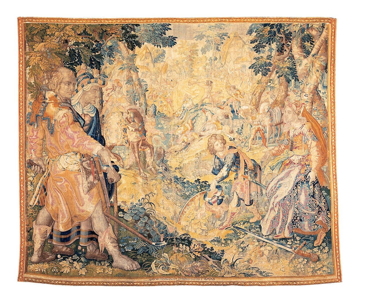 Tapisserie mythologique de Delft représentant une scène de Orlando Furioso, par Franciscus Spierinckx - Karel Van Mander