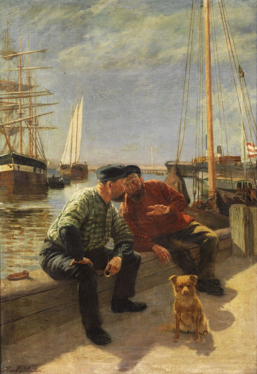 Deux pêcheurs sur le quai - Karl Behm