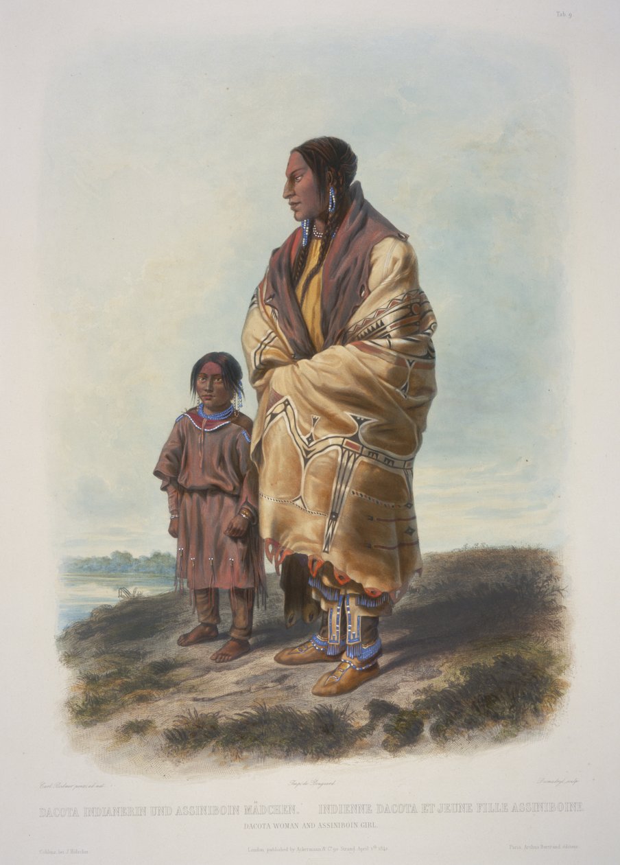 Femme Dakota et fille Assiniboin - Karl Bodmer