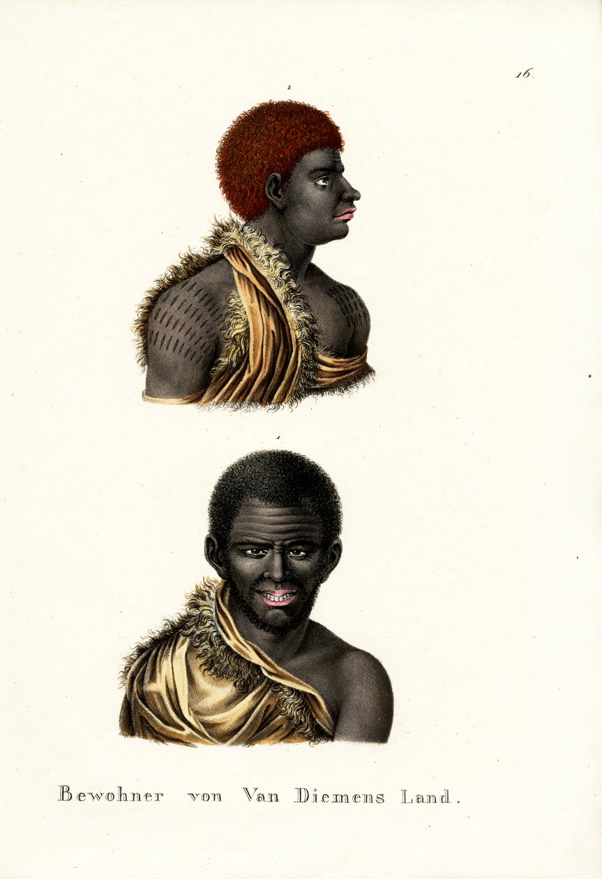 Aborigènes de Tasmanie - Terre de Van Diemen, 1824 - Karl Joseph Brodtmann