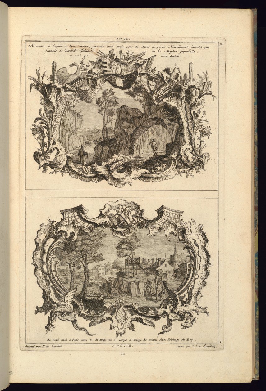 Design pour deux cartouches, 1745 - Karl Albert von Lespilliez