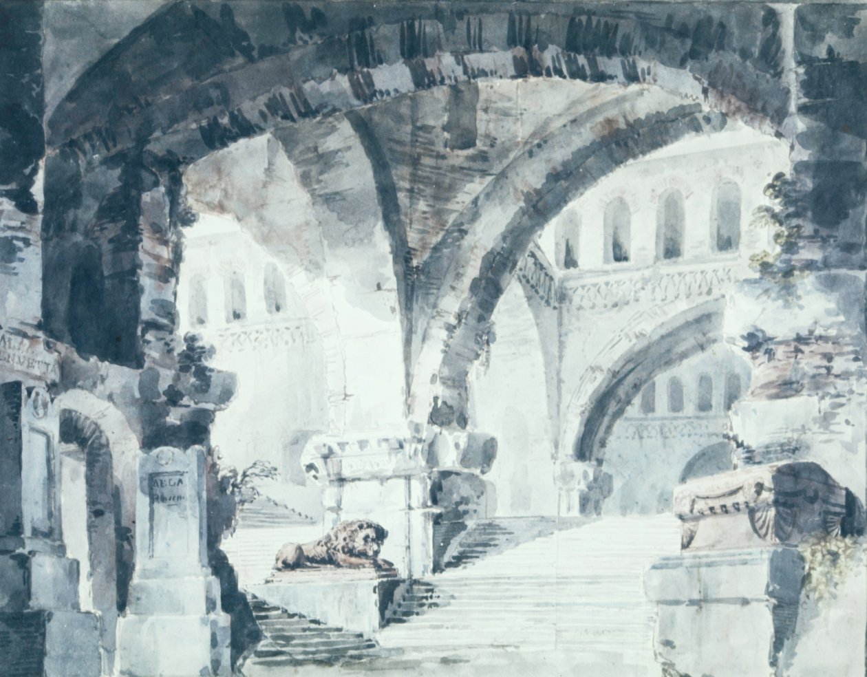 Un dessin de scène pour un vaste intérieur voûté - Karl Friedrich Schinkel