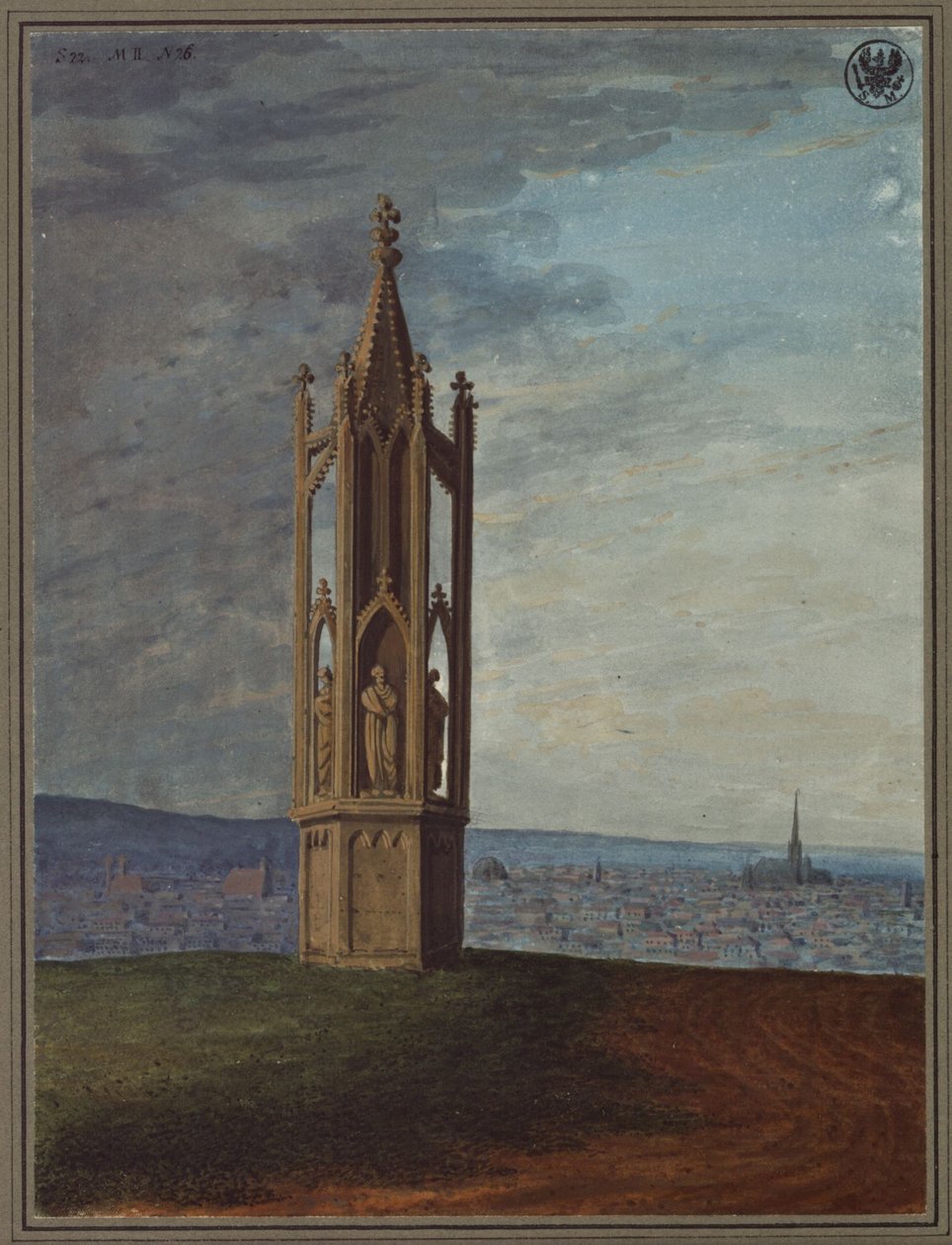 Monument de style ancien allemand situé près de Vienne, appelé « La fileuse au pied de la croix » - Karl Friedrich Schinkel