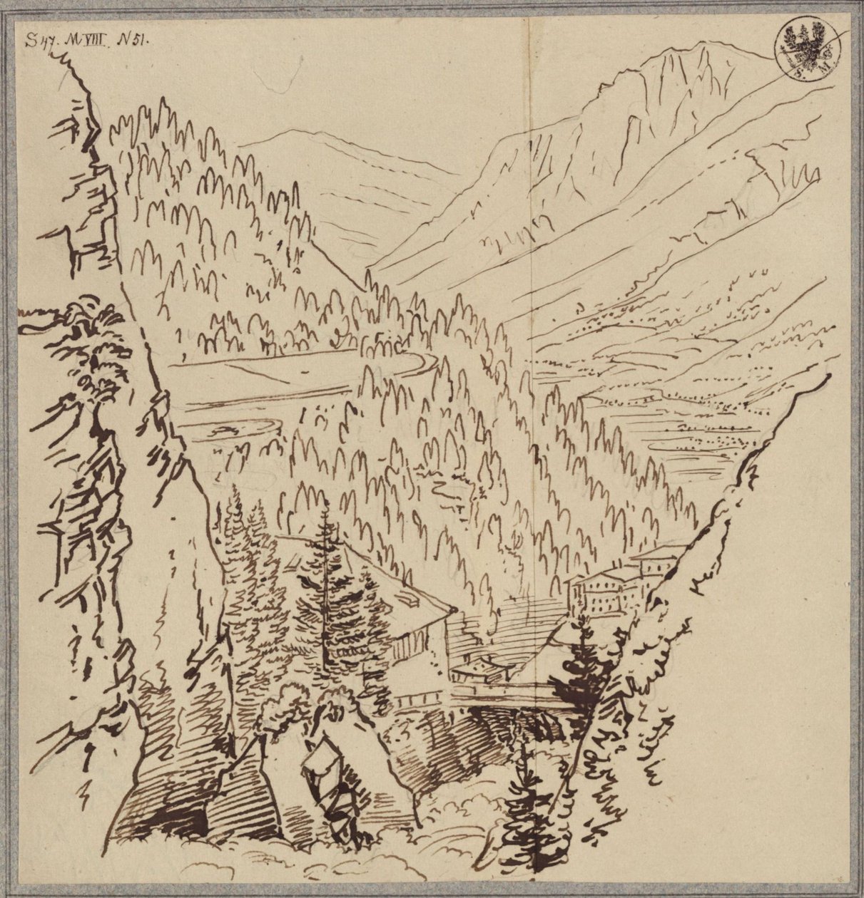 Vue sur la vallée de Gastein - Karl Friedrich Schinkel